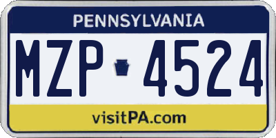 PA license plate MZP4524