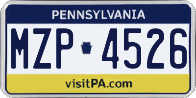 PA license plate MZP4526