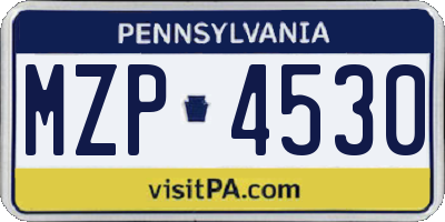PA license plate MZP4530