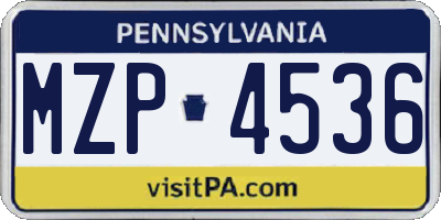 PA license plate MZP4536