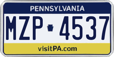 PA license plate MZP4537