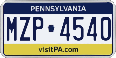 PA license plate MZP4540