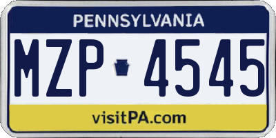 PA license plate MZP4545