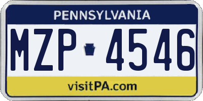 PA license plate MZP4546