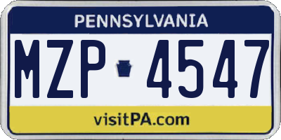 PA license plate MZP4547