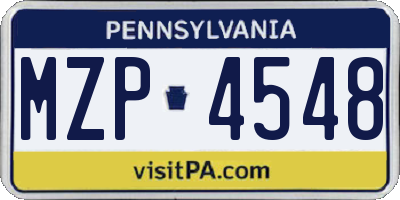 PA license plate MZP4548