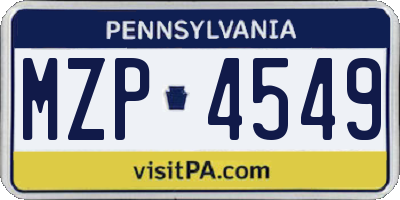 PA license plate MZP4549