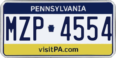 PA license plate MZP4554
