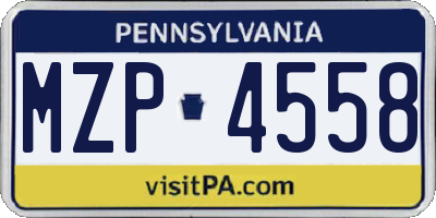 PA license plate MZP4558