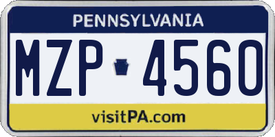 PA license plate MZP4560