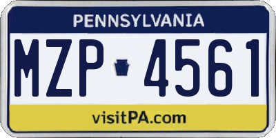 PA license plate MZP4561