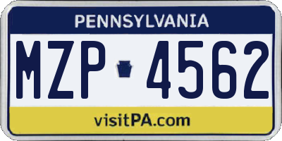 PA license plate MZP4562