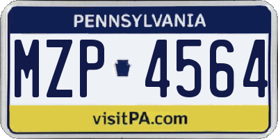 PA license plate MZP4564