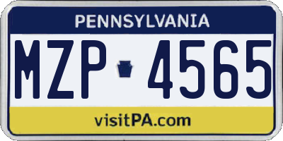 PA license plate MZP4565