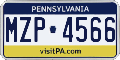 PA license plate MZP4566