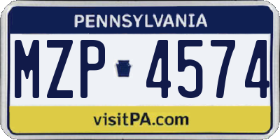 PA license plate MZP4574