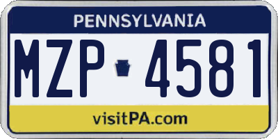 PA license plate MZP4581