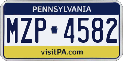 PA license plate MZP4582