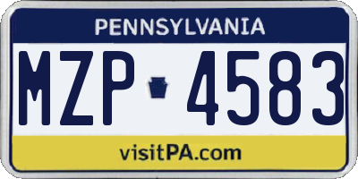 PA license plate MZP4583
