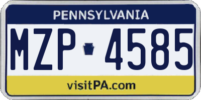 PA license plate MZP4585