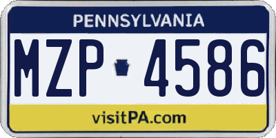 PA license plate MZP4586