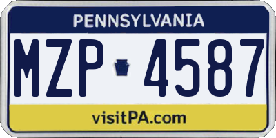 PA license plate MZP4587