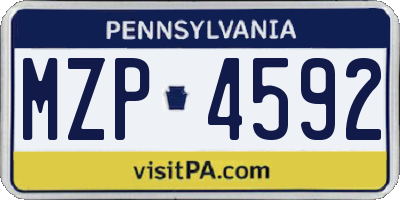 PA license plate MZP4592