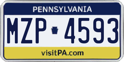 PA license plate MZP4593