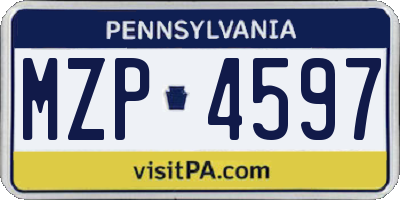 PA license plate MZP4597