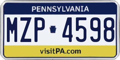 PA license plate MZP4598