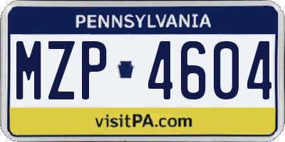 PA license plate MZP4604
