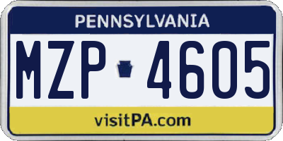 PA license plate MZP4605