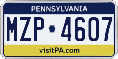 PA license plate MZP4607