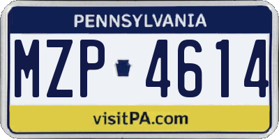 PA license plate MZP4614