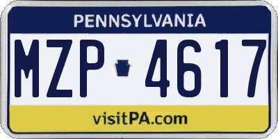 PA license plate MZP4617