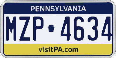 PA license plate MZP4634