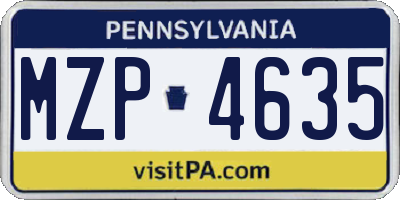 PA license plate MZP4635