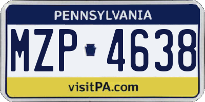 PA license plate MZP4638