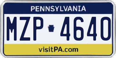 PA license plate MZP4640