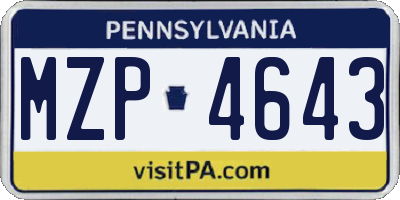 PA license plate MZP4643