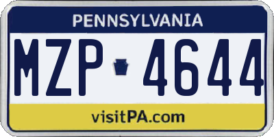 PA license plate MZP4644