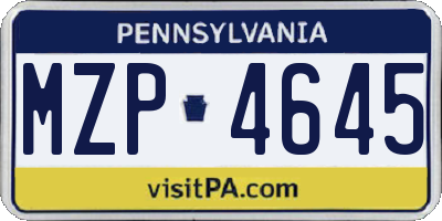 PA license plate MZP4645