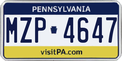 PA license plate MZP4647