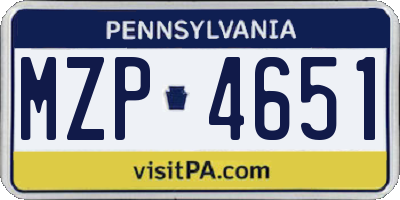 PA license plate MZP4651