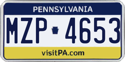 PA license plate MZP4653