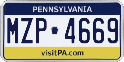 PA license plate MZP4669
