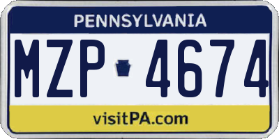 PA license plate MZP4674