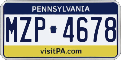 PA license plate MZP4678