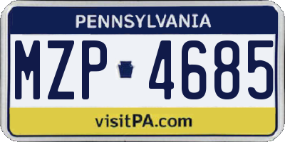 PA license plate MZP4685