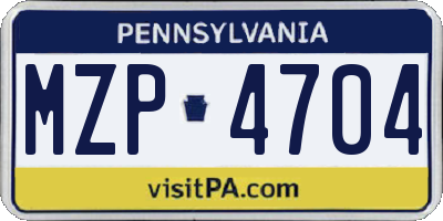 PA license plate MZP4704
